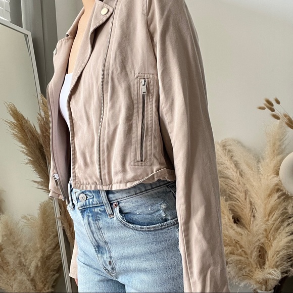 Abercrombie & Fitch Cropped Beige Cream Moto Utility Jacket - Picture 12 of 14